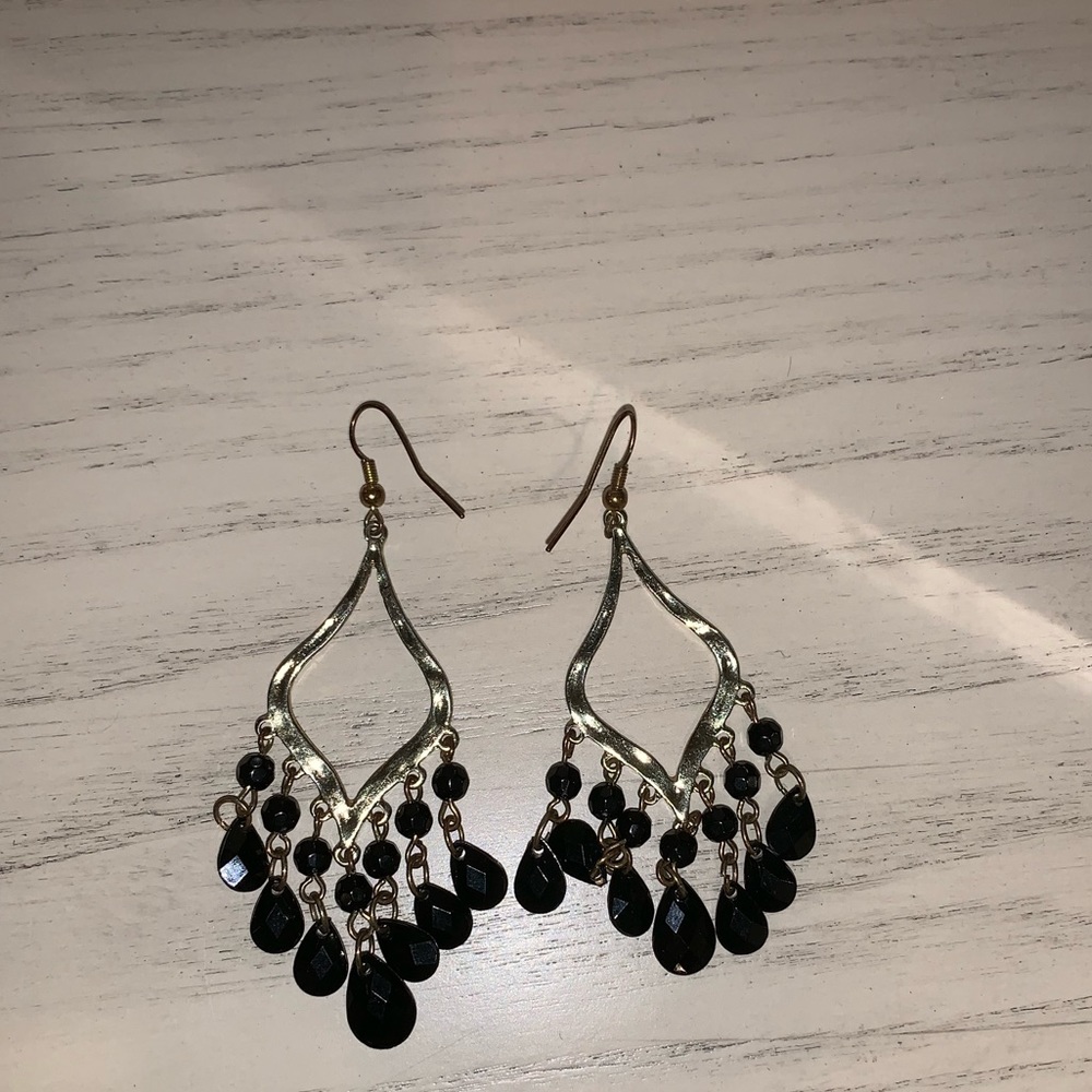 Francesca’s black chandelier earrings